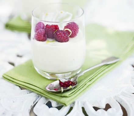 Lime possets with raspberries recipe
