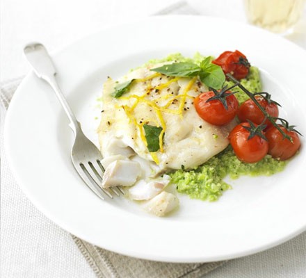 Lemon cod with basil bean mash recipe 
