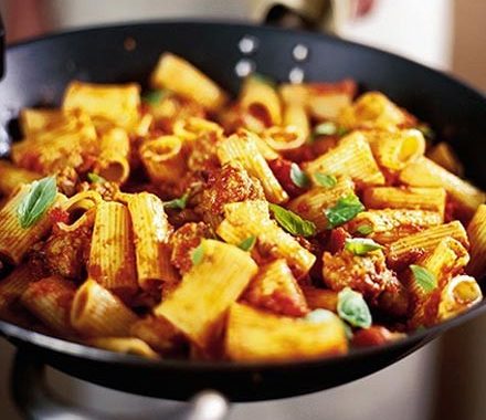 Chunky sausage & tomato pasta recipe