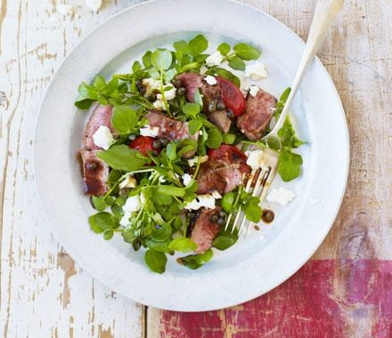 Lamb tagliata with watercress & tomatoes recipe