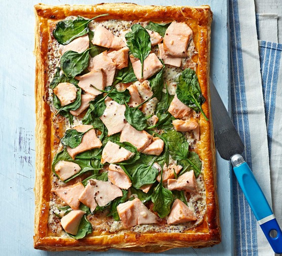 Salmon & spinach tart recipe 