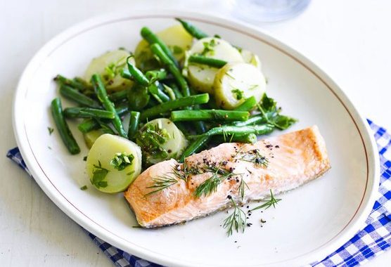 Salmon with new potato & watercress salad recipe