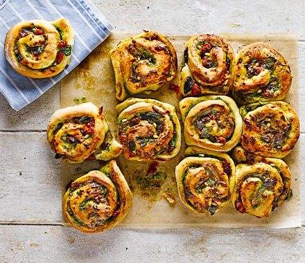 Cheese & pesto whirls recipe