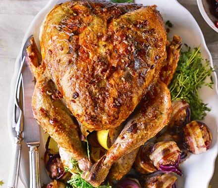Crispy bacon-basted turkey recipe