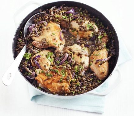 Chicken with mustard lentils recipe