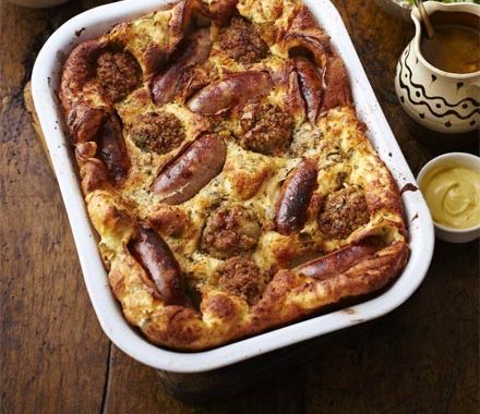Sausage & stuffing toad-in-the-hole with onion gravy recipe