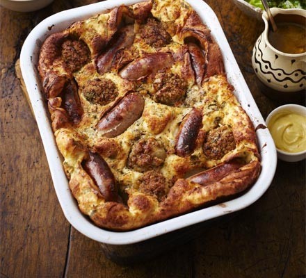 Sausage & stuffing toad-in-the-hole with onion gravy recipe 