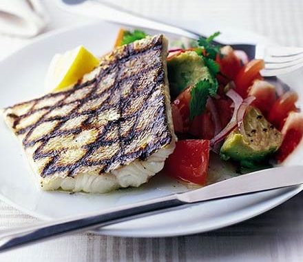 Grilled fish with chunky avocado salsa recipe