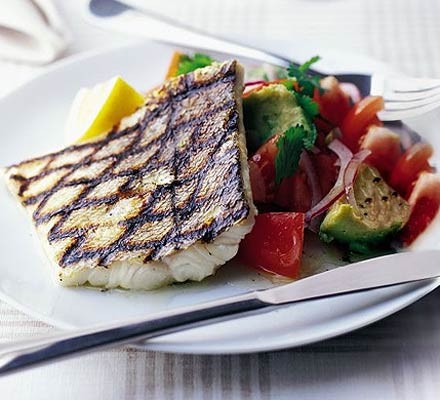 Grilled fish with chunky avocado salsa recipe 