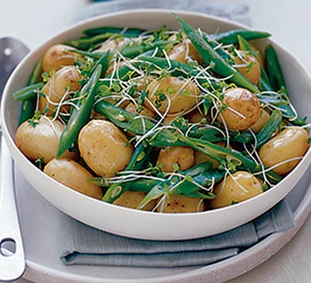 New potatoes with beans & cress  recipe 
