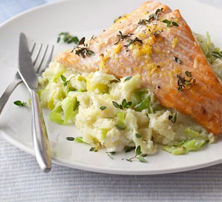 Salmon with leeks & parsnip mash recipe 