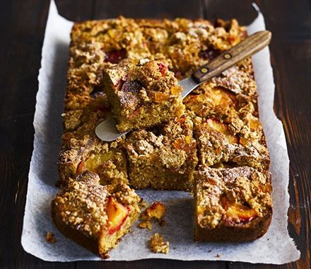 Oaty plum gingerbread slice recipe