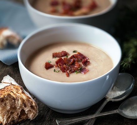 Chestnut, bacon & parsnip soup recipe 