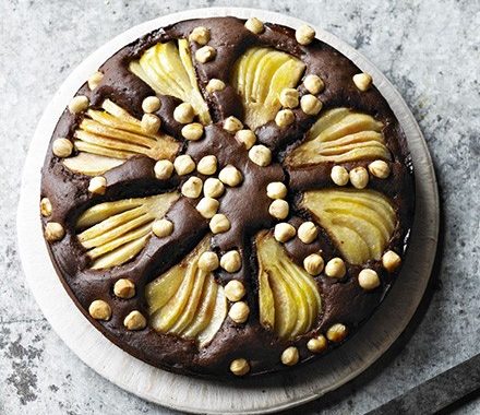 Squidgy pear & hazelnut chocolate spread cake recipe