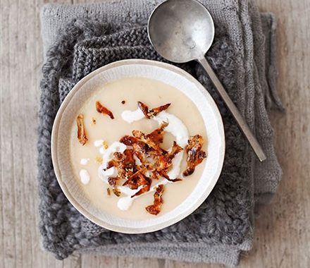Creamy artichoke soup with Parmesan skins recipe