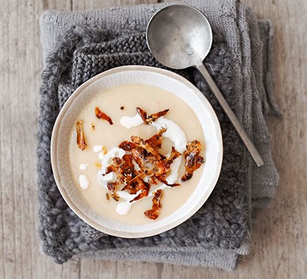 Creamy artichoke soup with Parmesan skins recipe 