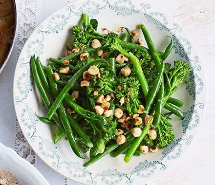 Broccoli & green beans with toasted hazelnut butter recipe