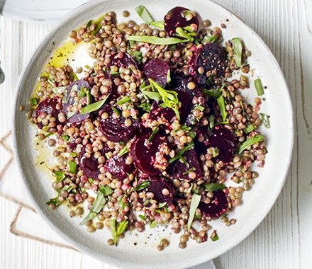 Mustardy beetroot & lentil salad recipe
