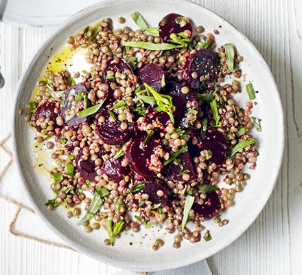 Mustardy beetroot & lentil salad recipe 