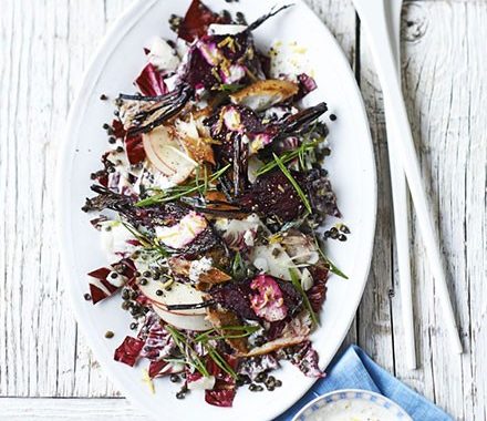 Smoked mackerel & beetroot salad with creamy horseradish dressing recipe