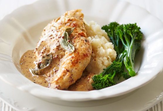 Mustard & sage chicken with celeriac mash recipe