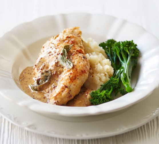 Mustard & sage chicken with celeriac mash recipe 