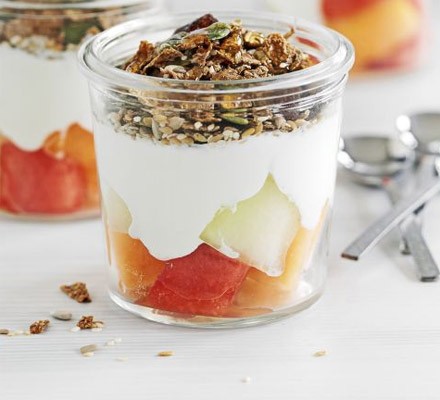 Melon & crunchy bran pots recipe 