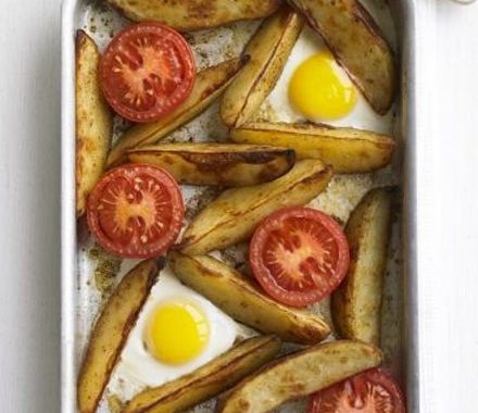 Oven-baked egg & chips recipe