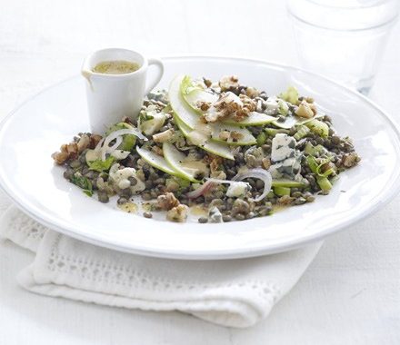 Lentil, walnut & apple salad with blue cheese recipe