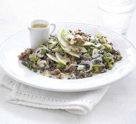 Lentil, walnut & apple salad with blue cheese recipe 