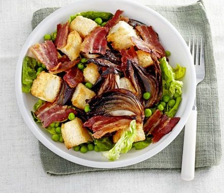 Bacon & roast onion salad recipe