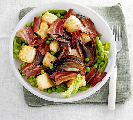 Bacon & roast onion salad recipe 