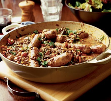 Lincolnshire sausage & lentil simmer recipe 
