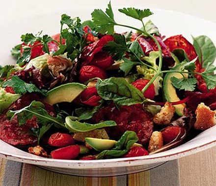 Warm avocado salad with spicy chorizo recipe