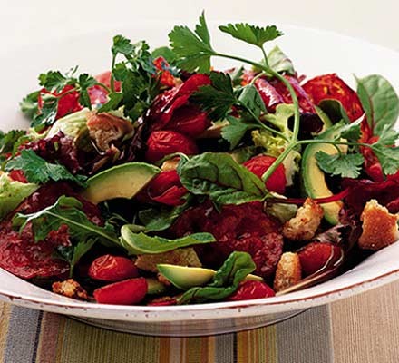 Warm avocado salad with spicy chorizo recipe 