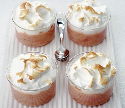 Rhubarb & strawberry meringue pots recipe