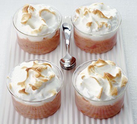 Rhubarb & strawberry meringue pots recipe 