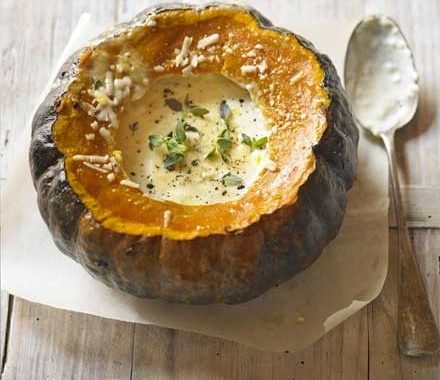 Roast pumpkin with cream, thyme & Parmesan recipe
