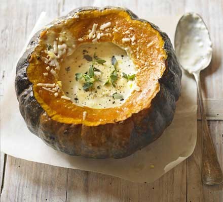 Roast pumpkin with cream, thyme & Parmesan recipe 