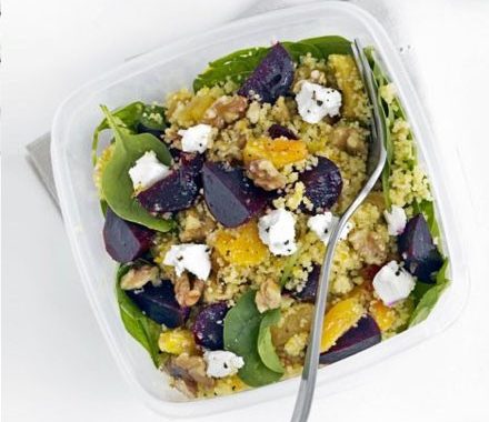 Beet, spinach & goat’s cheese couscous recipe