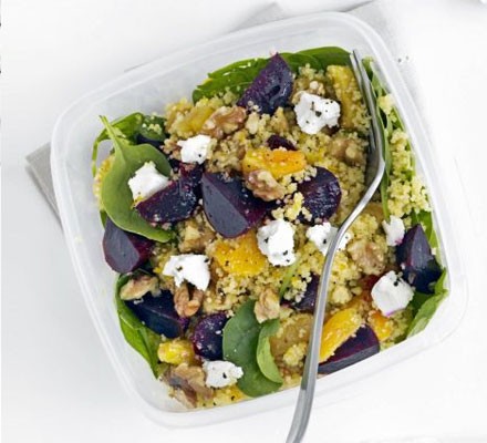 Beet, spinach & goat’s cheese couscous recipe 