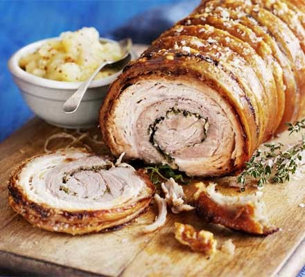 Slow-roast rolled pork belly  recipe 
