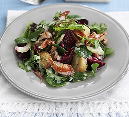 Warm mackerel & beetroot salad recipe 