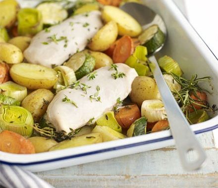All-in-one roast chicken & veg recipe