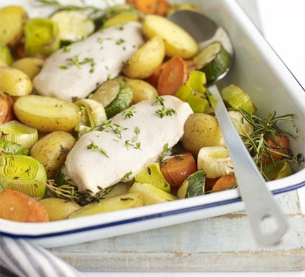 All-in-one roast chicken & veg recipe 