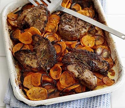 Lamb steaks with rosemary sweet potatoes recipe