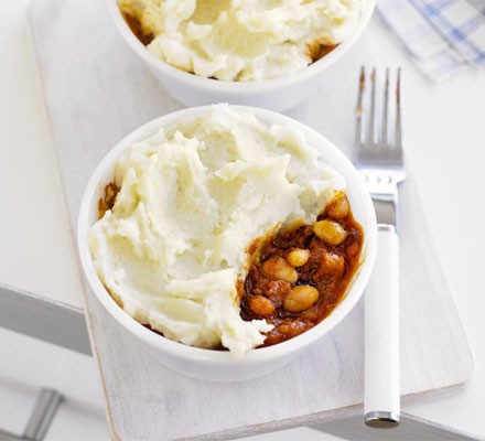 BBQ beans with mashed potato tops recipe 