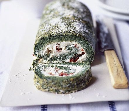 Spinach roulade with sundried tomatoes recipe
