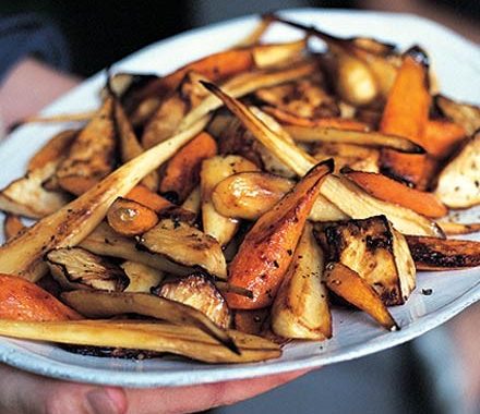 Pepper & honey-roasted roots recipe