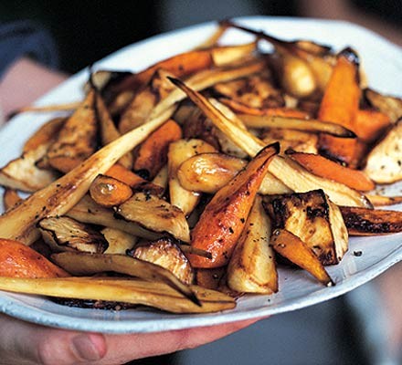 Pepper & honey-roasted roots recipe 